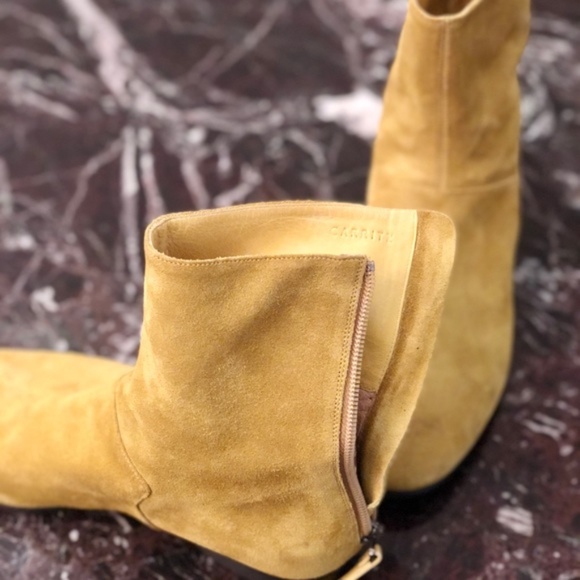 CARRITZ Suede Back Zip Ankle Boots in Yellow - Picture 9 of 11
